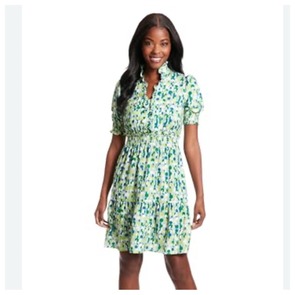 London Times Green and Blue Floral Mini Dress